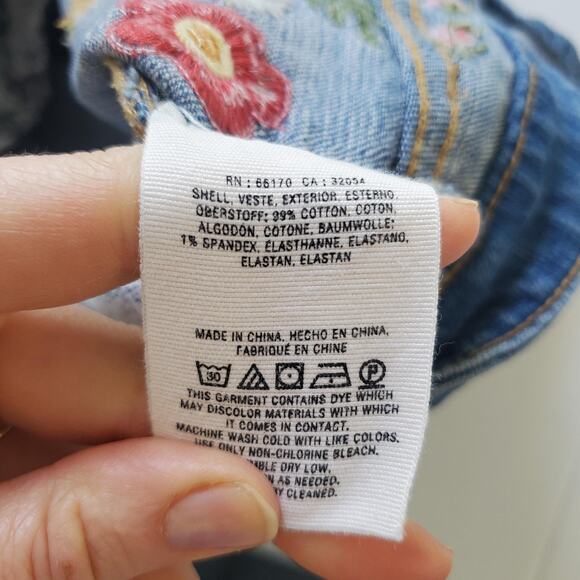 Pilcro And The Letterpress Shorts Womens 31 Blue Floral Embroidered Boyfriend - Picture 10 of 11